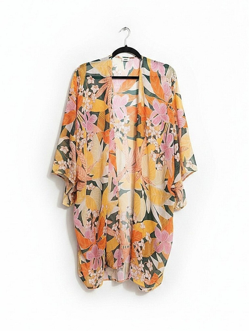 NEW! Aerie Floral Tropical Swimwear Coverup Kimono - Pink, Orange & Yellow